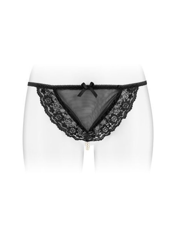 Трусики-стрінги з перлинною ниткою Fashion Secret KATIA Black
