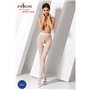 Еротичні колготки-бодістокінг Passion S010 white, з доступом, геометричний малюнок