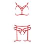 Комплект білизни Passion Exclusive MAGALI SET OpenBra XXL/XXXL, red, стрепи, ліф, трусики і пояс