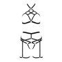 Комплект білизни Passion Exclusive MORGAN SET OpenBra L/XL, black, стрепи, трусики, ліф, пояс