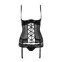 Корсет з відкритими грудьми Passion Exclusive NORTH CORSET L/XL, black, пажі, трусики, шнурівка