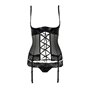 Корсет з відкритими грудьми Passion Exclusive NORTH CORSET S/M, black, пажі, трусики, шнурівка