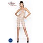 Бодістокінг Passion BS033 white, сукня-сітка на бретелях, прозора