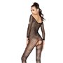 Бодістокінг Passion BS040 black, комбінезон з відкритими грудьми