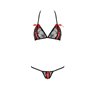 Комплект білизни Passion MELISSA BIKINI S/M, black, ліф зі шнурівкою і трусики стрінги
