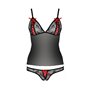 Комплект білизни Passion MELISSA SET L/XL, black, ліф-сорочка зі шнурівкою і трусики
