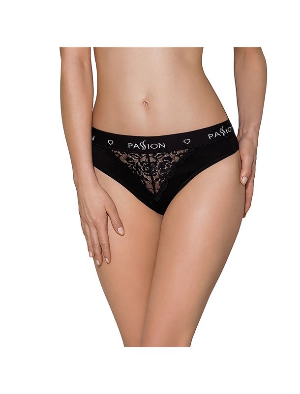 Трусики з широкою гумкою і мереживом Passion PS001 PANTIES L, black
