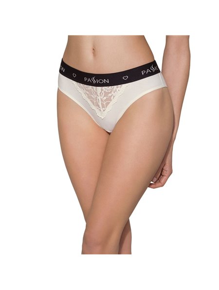 Трусики з широкою резинкою і мереживом Passion PS001 PANTIES XL, ecru