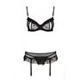 Сексуальний комплект з поясом для панчіх Passion LOVELIA SET S/M, black