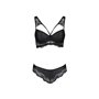 Комплект з еко-шкіри та мережива Passion LOONA SET XXL/XXXL, black, бра і трусики