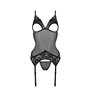 Корсет із підв’язками та ажурним ліфом Passion CHRISTA CORSET S/M, black, стрінги в комплекті
