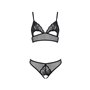 Комплект бралет з ажурним ліфом та відкритими трусиками Passion CHRISTA SET Open Bra XXL/XXXL black