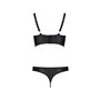 Комплект з екошкіри з люверсами та ремінцями Passion MALWIA BIKINI L/XL, black, бра та трусики