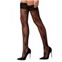 Панчохи Passion ST119 3/4 black, ажурна силіконова резинка з квітковим декором і люрексовою ниткою
