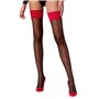 Панчохи Passion ST120 5 black-red, на ажурній силіконовій резинці, вишуканий декор та люрекс