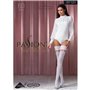 Панчохи Passion ST121 1/2 white на ажурній силіконовій резинці з квітковим орнаментом і вертикальним