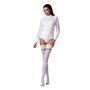 Панчохи Passion ST121 3/4 white на ажурній силіконовій резинці з квітковим орнаментом і вертикальним