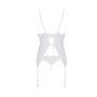 Корсет із пажами, трусики з ажурним декором та відкритим кроком Passion URSULA CORSET S/M, white