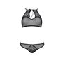 Комплект: бра, трусики з ажурним декором та відкритим кроком Passion URSULA SET XXL/XXXL, black