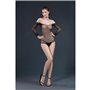 Сітчасте боді зі стразами Moonlight Model 09 XS-L Black, відкриті плечі