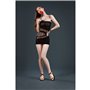 Мінісукня на одне плече Moonlight Model 12 XS-L Black, вертикальна бахрома