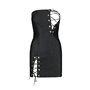 Мінісукня з екошкіри Passion CELINE CHEMISE black L/XL, шнурівка, трусики в комплекті