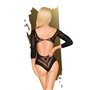 Боді Penthouse Under My Spell XL Black, довгі рукави, малюнок перевернута лілія, глибокий виріз SO6444 Penthouse (Німеччина) ...