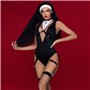 Еротичний костюм монашки JSY «Порочна Бернадетт» S/M, Black, боді, підв’язки, головний убір