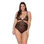 Боді Passion AMBERLY BODY 6XL/7XL black, асиметричний крій, мереживний ліф, золота нитка
