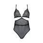 Боді Passion AMBERLY BODY 6XL/7XL black, асиметричний крій, мереживний ліф, золота нитка