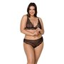 Комплект білизни Passion AMBERLY SET 4XL/5XL black, ліф, трусики бразиліана, люрексова нитка