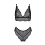 Комплект білизни Passion AMBERLY SET 6XL/7XL black, ліф, трусики бразиліана, люрексова нитка