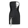 Мінісукня з екошкіри Passion CELINE CHEMISE 4XL/5XL, black, шнурівка, трусики в комплекті