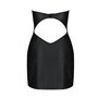 Мінісукня з екошкіри Passion CELINE CHEMISE 4XL/5XL, black, шнурівка, трусики в комплекті