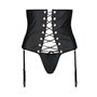 Пояс-корсет з екошкіри Passion CELINE SET with Open Bra 6XL/7XL, black, шнурівка, пажі, стрінги