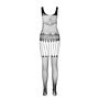Бодістокінг Passion ECO BS001 One Size black, з доступом, імітація підв’язок, флористичний декор SO7065 Passion (Польща) фото...