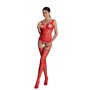 Бодістокінг Passion ECO BS001 One Size red, з доступом, імітація підв’язок, флористичний декор SO7066 Passion (Польща) фото -...