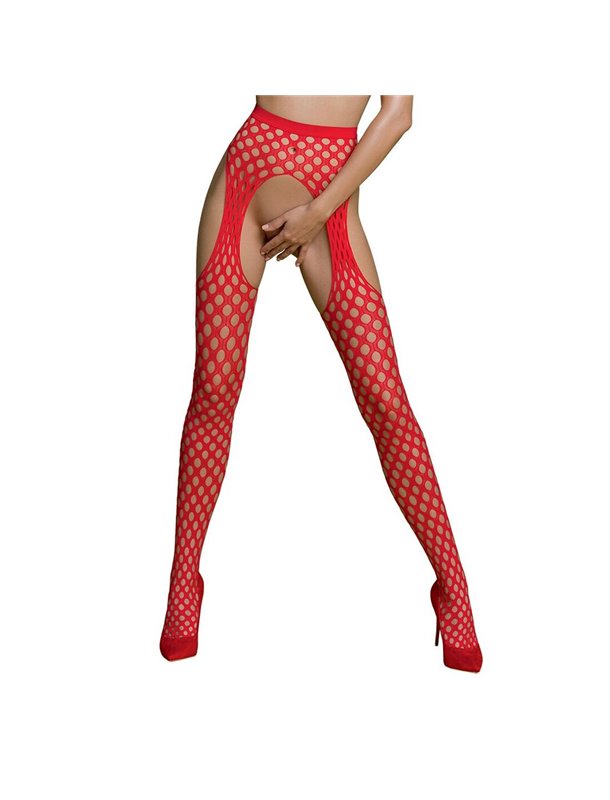 Еротичні колготки-бодістокінг Passion ECO S003 red, з доступом, імітація підв’язок SO7091 Passion (Польща) фото - Luxbikini
