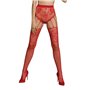Еротичні колготки-бодістокінг Passion ECO S004 red, закриті трусики, декор, підв’язки SO7094 Passion (Польща) фото - Luxbikini