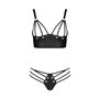 Комплект з екошкіри Passion MALWIA BIKINI 6XL/7XL black, з люверсами та ремінцями, бра, трусики