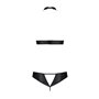 Комплект із екошкіри Passion MALWIA SET with Open Bra 4XL/5XL black, топ та трусики з люверсами