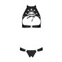 Комплект із екошкіри Passion MALWIA SET with Open Bra 6XL/7XL black, топ та трусики з люверсами
