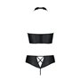 Комплект з екошкіри Passion NANACY BIKINI 4XL/5XL black, бра та трусики з імітацією шнурівки