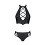 Комплект з екошкіри Passion NANACY BIKINI 6XL/7XL black, бра та трусики з імітацією шнурівки