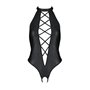 Боді з екошкіри Passion NANCY BODY 4XL/5XL black, з імітацією шнурівки та відкритим доступом