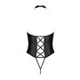 Боді з екошкіри Passion NANCY BODY 4XL/5XL black, з імітацією шнурівки та відкритим доступом