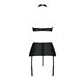 Комплект з екошкіри Passion NANCY SET 4XL/5XL black, імітація шнурівки, топ, пояс для панчіх