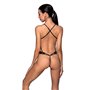 Боді з відкритим доступом Passion TASMINA BODY S/M, black, екошкіра, шнурівки, ажурні мережива