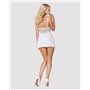 Сатиновий пеньюар із мереживом Obsessive 810-BAB-2 babydoll & thong S/M, білий, пеньюар, танга SO7154 Obsessive (Польща) фото...