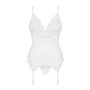 Сатиновий мереживний корсет Obsessive 810-COR-2 babydoll & thong S/M, білий, корсет, танга SO7158 Obsessive (Польща) фото - L...